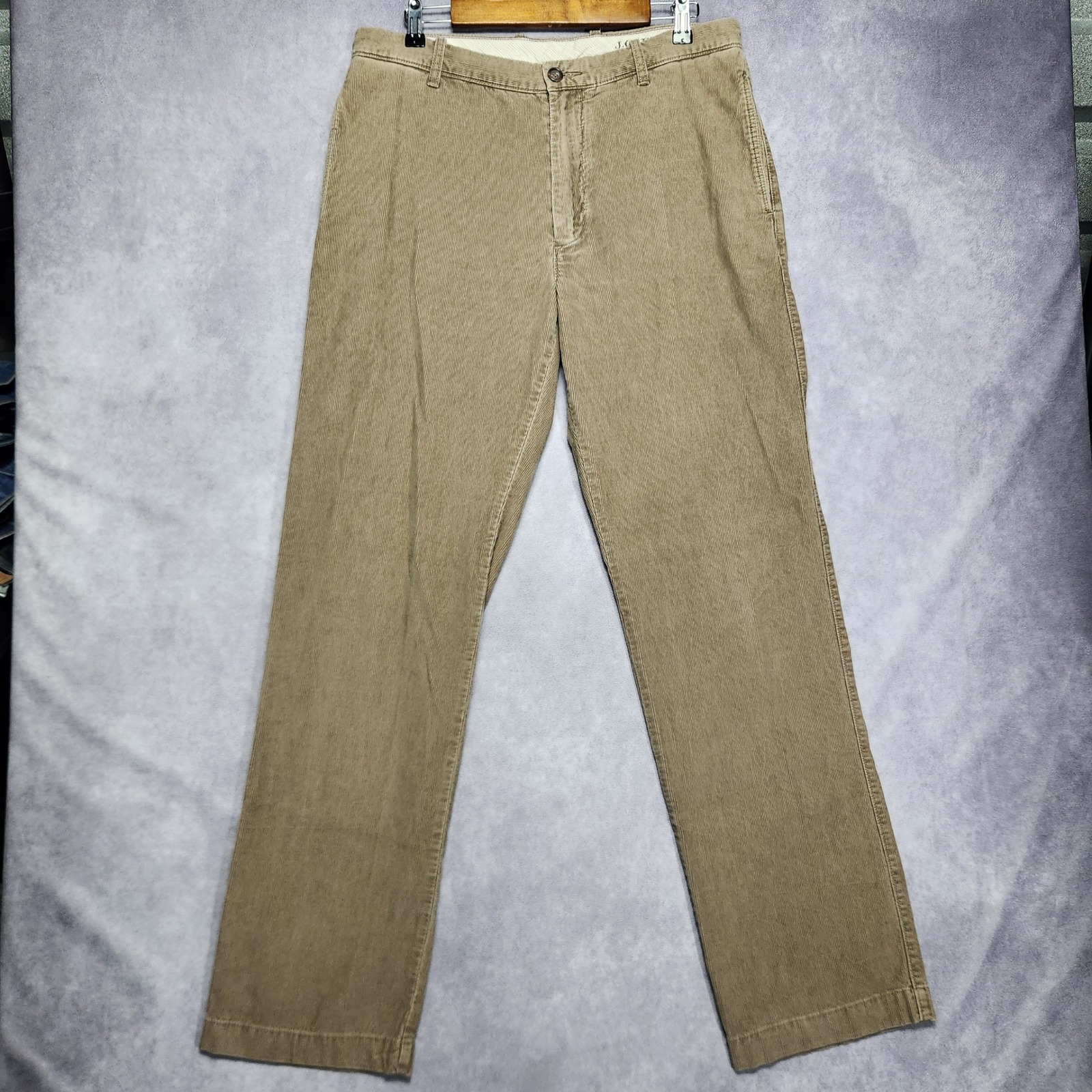 J.Crew Vintage Corduroy Pants Mens 34x34 Khaki Tan Straight Leg Cotton Cords